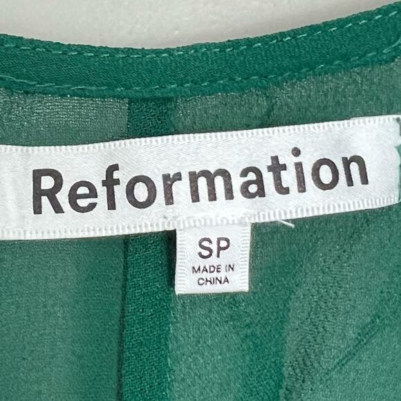NWT Reformation Petites Winslow Dress Emerald sz SP Boho Jewel Tone Earthy - Picture 9 of 10
